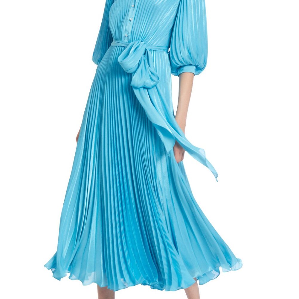 Badgley Mischka Teal Pleated Dress - NWT